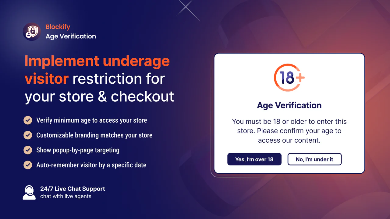 Top 10 Best Age Verification Apps for Shopify Stores (Detailed Guide) Blockify Age Verification 18+