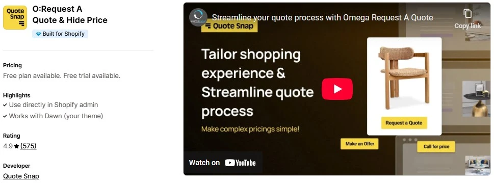 Top 5 Shopify Request a Quote Apps O Request A Quote & Hide Price
