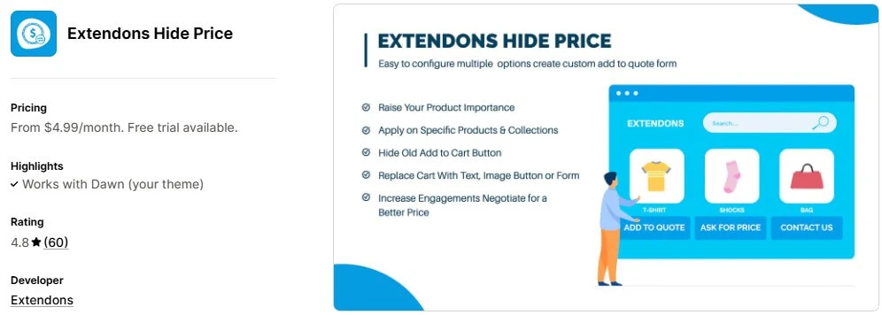 Extendons Hide Price