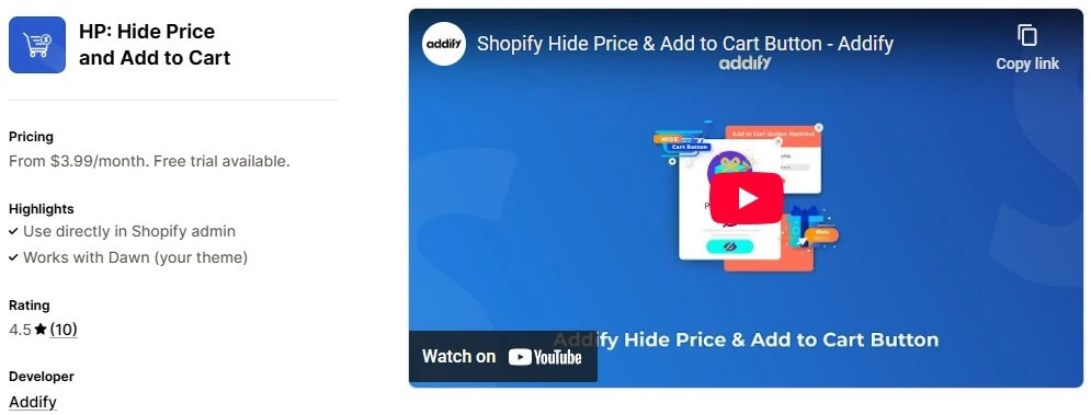 HP: Hide Price and Add to Cart