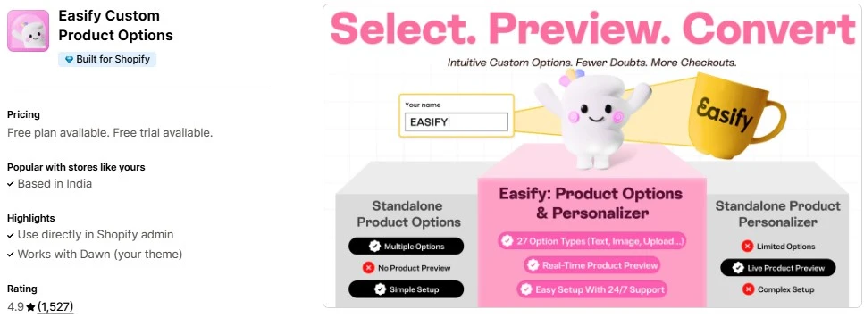 Easify Custom Product Options
