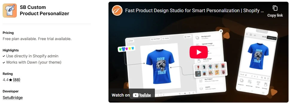 SB Custom Product Personalizer