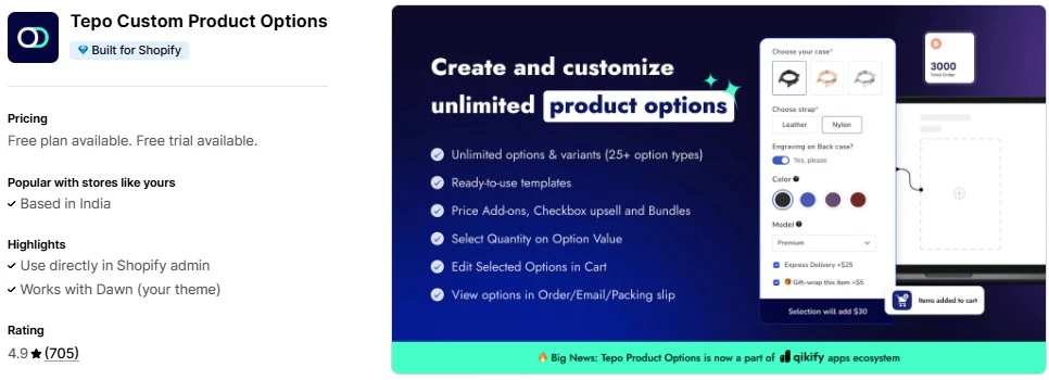 Tepo Custom Product Options