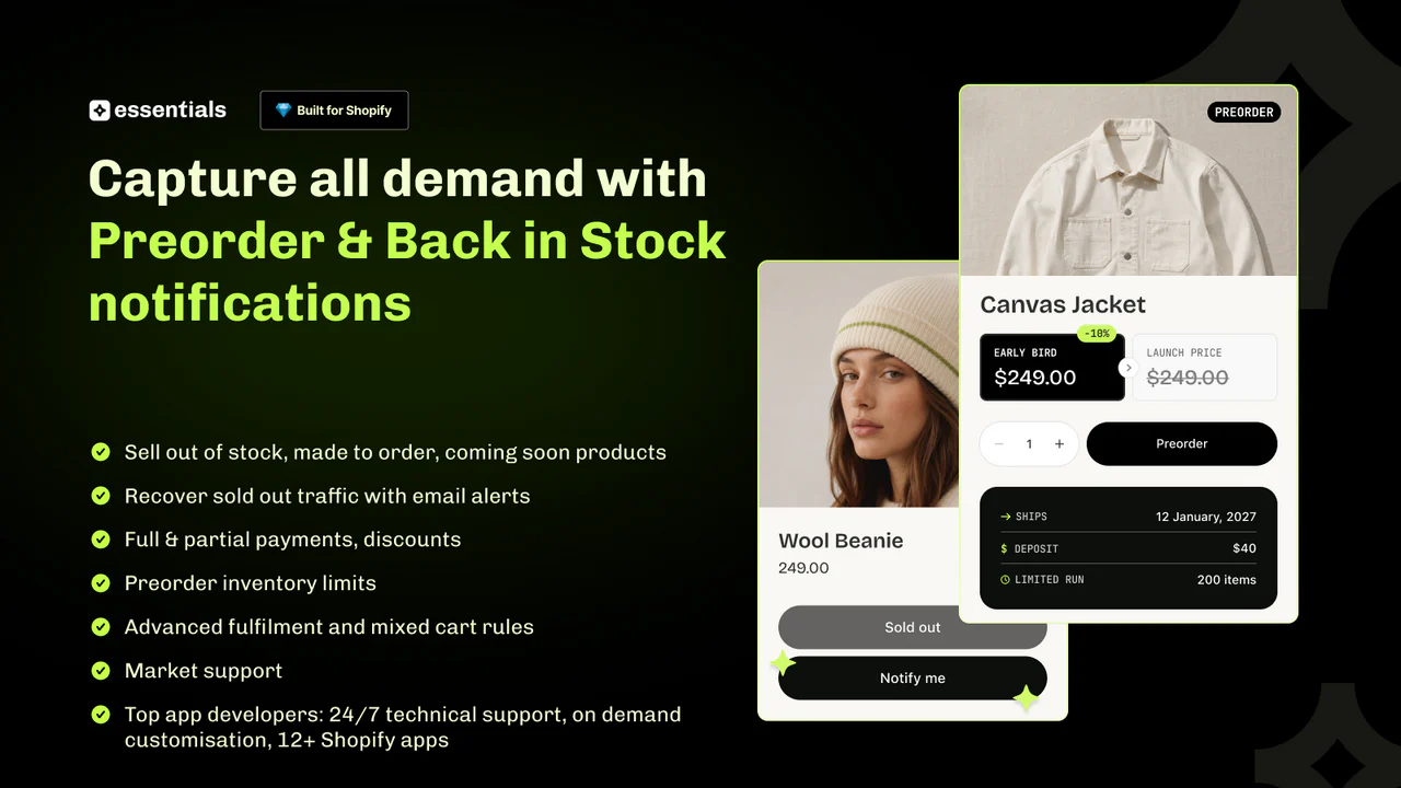 Top 5 Shopify Back In Stock Apps Essent Preorder Back in Stock