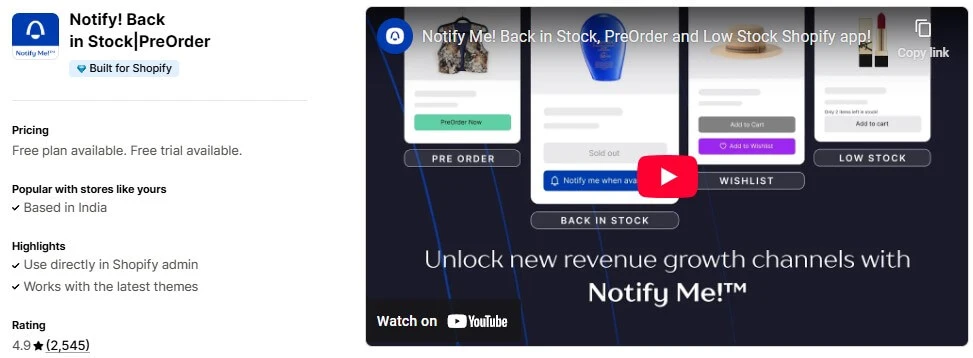 Notify! Back in Stock, PreOrder