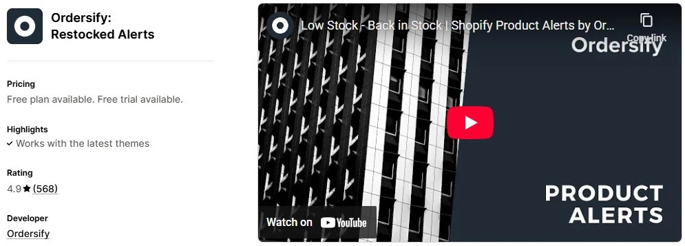 Ordersify Restocked Alerts Shopify Restock Alert App