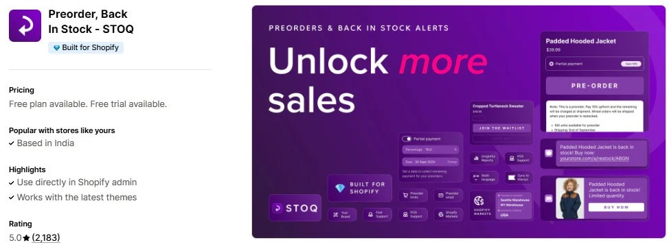 Preorder Back In Stock STOQ