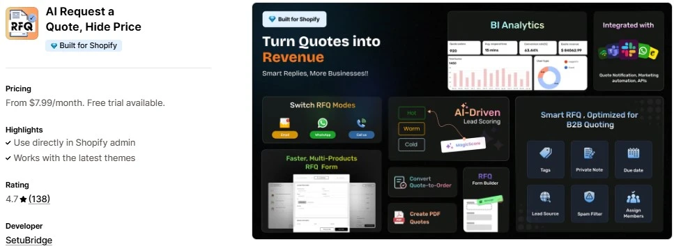 Top 5 Shopify Apps for Custom B2B Quotes AI Request a Quote, Hide Price - Shopify Apps for Custom B2B Quotes