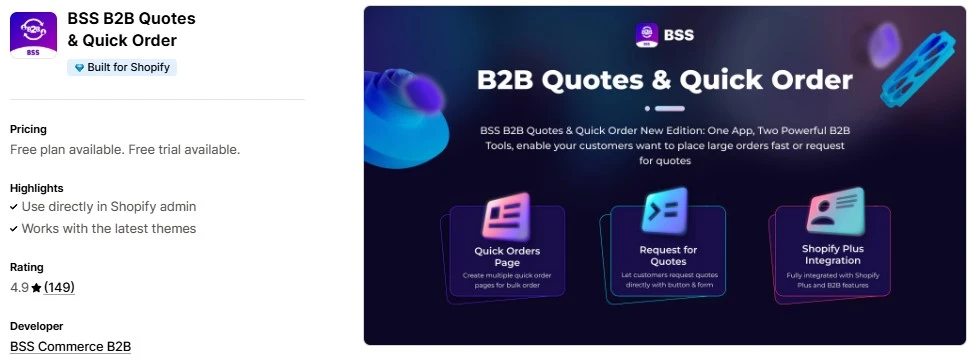 Top 5 Shopify Apps for Custom B2B Quotes BSS B2B Quotes & Quick Order - Shopify Apps for Custom B2B Quotes