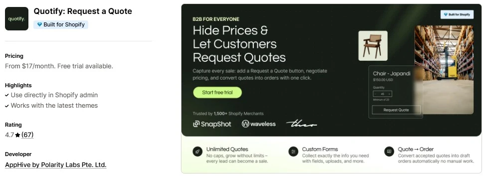 Top 5 Shopify Apps for Custom B2B Quotes Quotify Request a Quote - Shopify Apps for Custom B2B Quotes