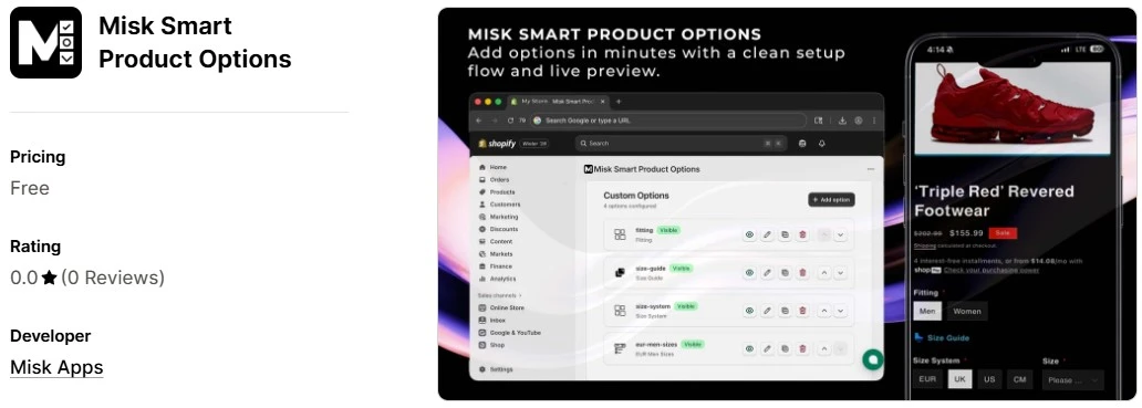 Misk Smart Product Options