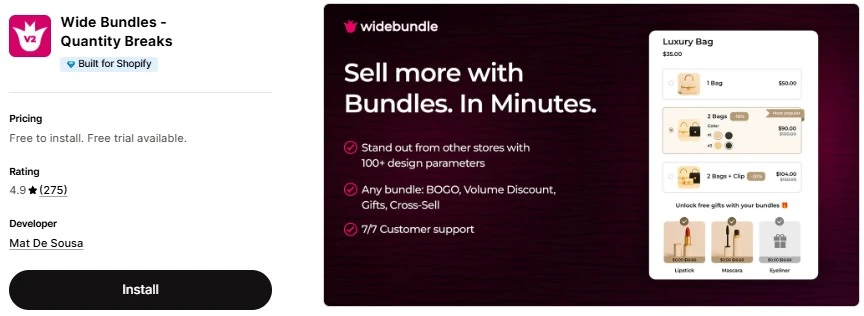 Wide Bundles ‑ Quantity Breaks