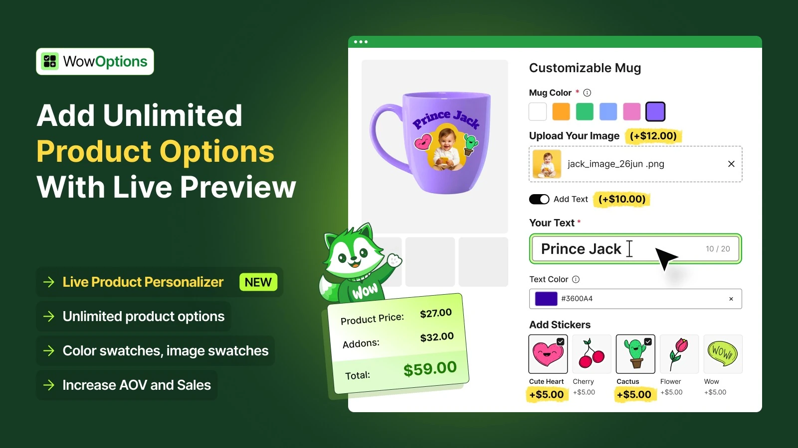 Wow Custom Product Options