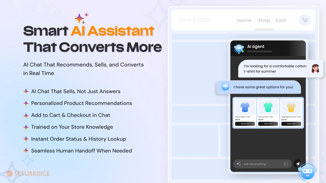 Top 5 Shopify AI Shopping Assistant Chatbot Apps to Boost Sales AI Shopping Assistant Chat Bot