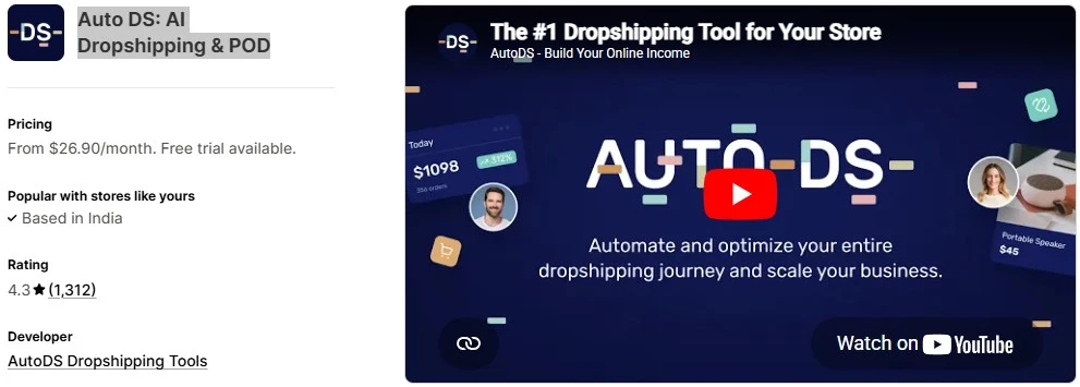 Auto DS AI Dropshipping & POD