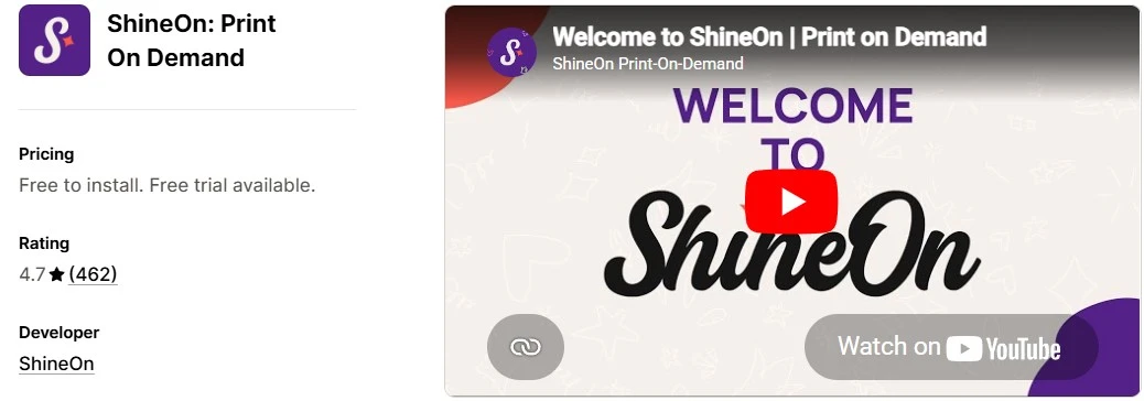 ShineOn print-on-demand