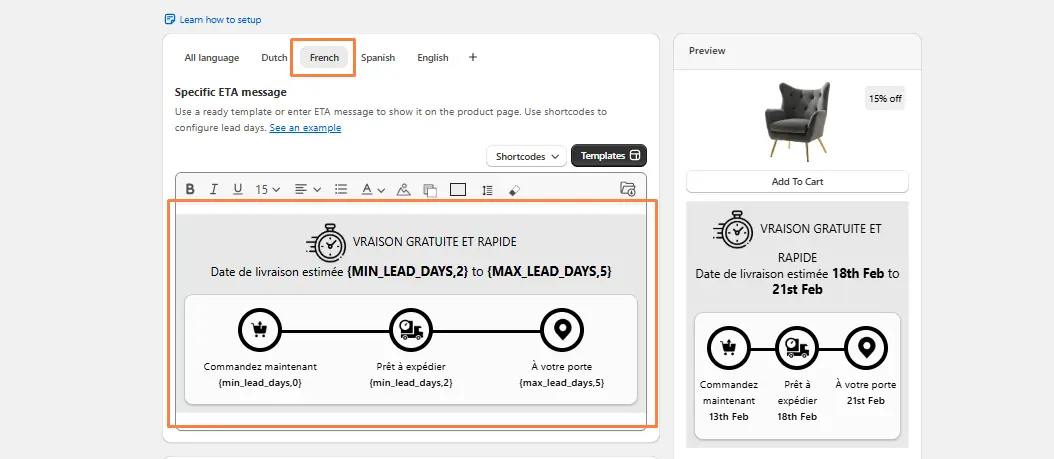 How to Display Estimated Delivery Dates in Multiple Languages on Shopify 5