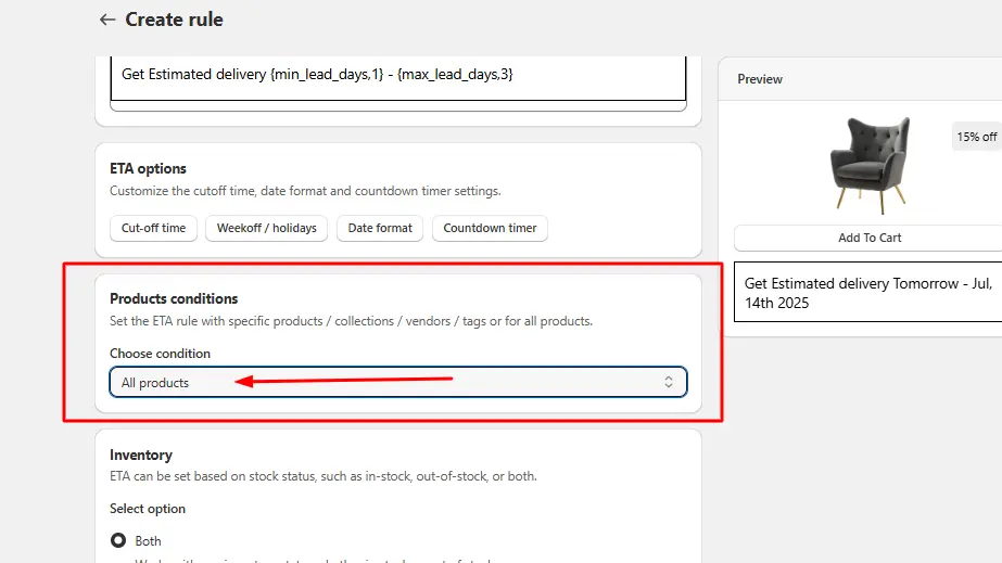 Select the Product Type