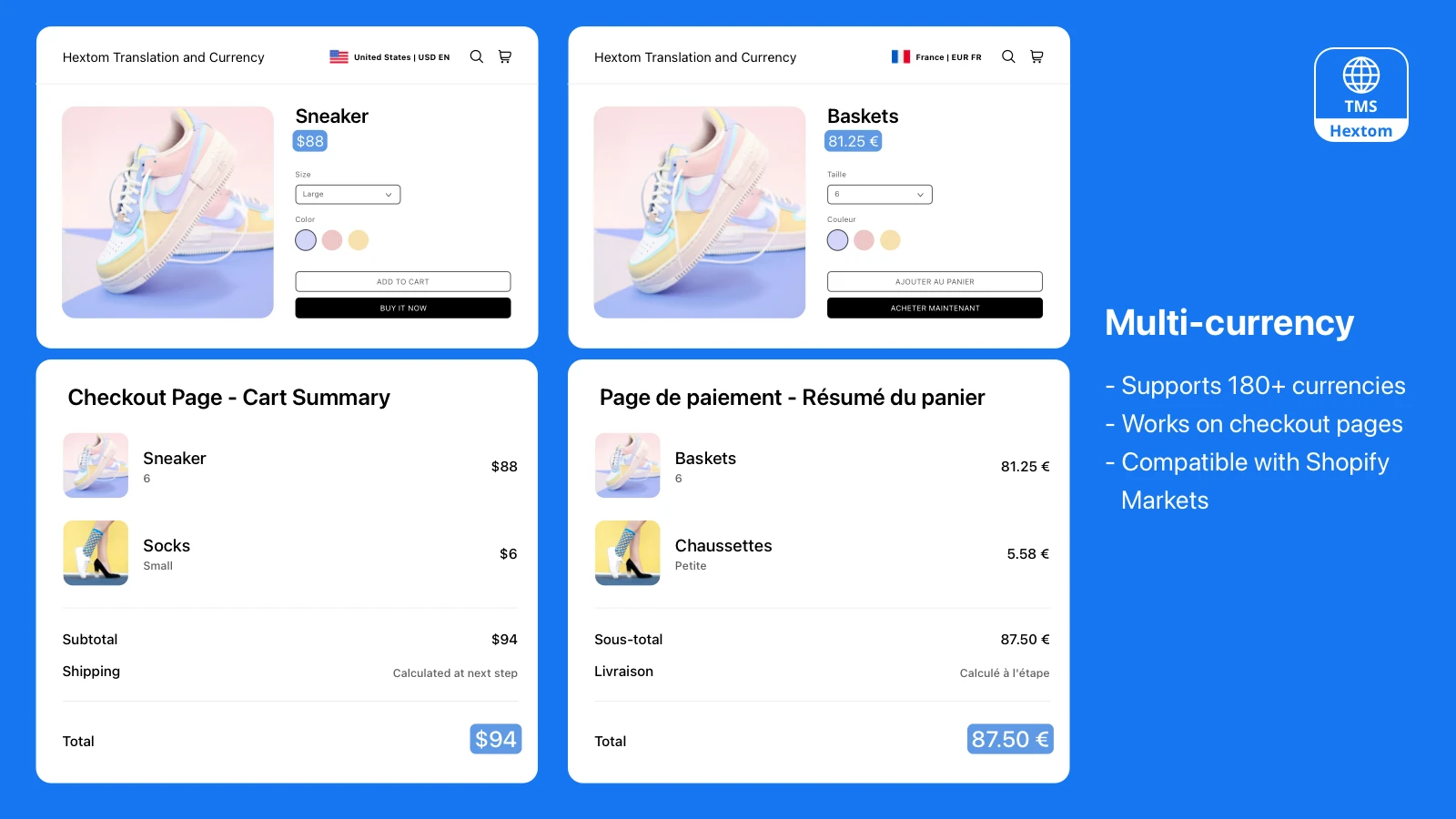 Top 5 Shopify Translation & Multi-Language Apps Hextom AI Translate & Currency