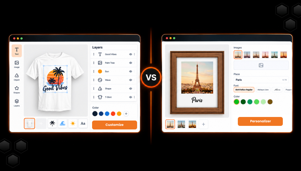 Product Designer vs. Product Personalizer Shopify Apps